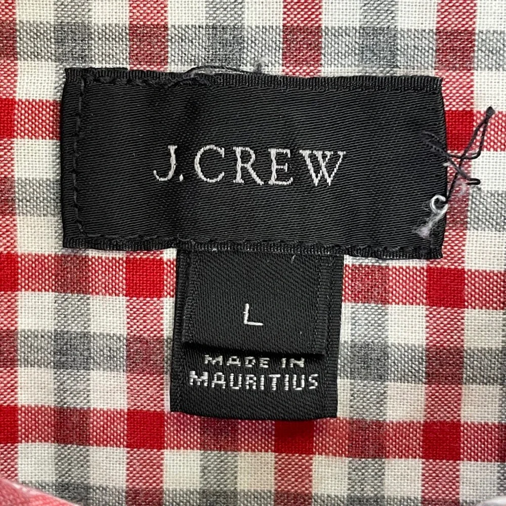 J. Crew Mens‎ Button Down Shirt Checkered Plaid Long Sleeve Red Gray L